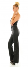 Preview: Sexy Bandeau-Overall im Kunstlederlook - schwarz