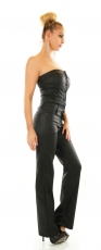 Preview: Sexy Bandeau-Overall im Kunstlederlook - schwarz
