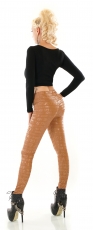 Preview: Sexy Highwaist Thermo-Leggings mit Glamour-Schriftprints - cappuccino