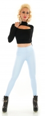 Preview: Modische Thermo-Leggings im sexy Wetlook - babyblau