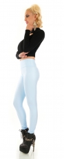 Preview: Modische Thermo-Leggings im sexy Wetlook - babyblau