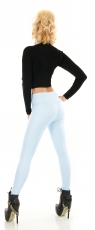 Preview: Modische Thermo-Leggings im sexy Wetlook - babyblau