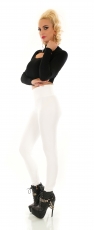 Preview: Modische Thermo-Leggings im sexy Wetlook - weiß