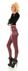 Preview: Modische Thermo-Leggings im sexy Wetlook - bordeaux