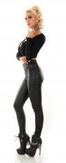 Preview: High Waist Thermo-Leggings im Wetlook - schwarz