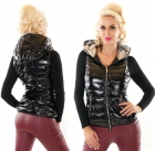 Glossy Steppweste mit Reißverschluss - schwarz