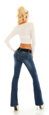 Preview: Middle Waist Bootcut-Jeans inkl. Gürtel - blue washed