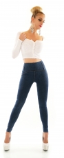 Preview: High Waist Jeans Leggings mit sexy Steppnähten in blue