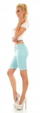 Preview: Süsse Jeans-Shorts mit Turn Up in türkis