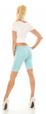 Preview: Süsse Jeans-Shorts mit Turn Up in türkis