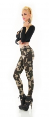 Preview: Figurbetonte Skinny-Jeans im Cargo-Design - camouflage grün