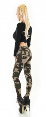 Preview: Figurbetonte Skinny-Jeans im Cargo-Design - camouflage grün