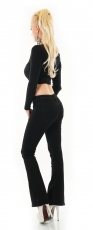 Preview: Stretch-Jeans im Bootcut-Style mit seitlichem Beinschlitz in schwarz