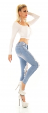 Slim Fit Skinny Jeans mit Spitzeneinsatz in light blue