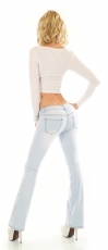 Preview: Middle Waist Bootcut-Jeans in heller Waschung - light blue
