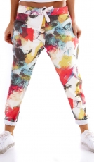 Süsse Baumwollhose mit bunten Aquarell-Muster - multicolor