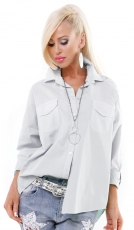 Moderne Baumwoll-Bluse mit Glitzer-Sternchen - stone
