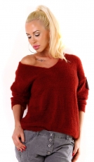Kuschelweicher Teddy-Pullover in bordeaux