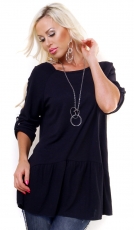 Oversize Feinstrick-Pulli mit weiten Rund-Ausschnitt - blau