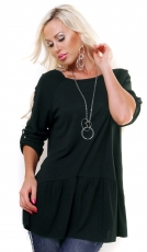 Oversize Feinstrick-Pulli mit weiten Rund-Ausschnitt - moosgrün