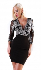 Sexy Minikleid mit elegantem Oberteil in schwarz/silber