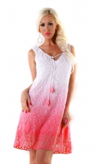 Ärmelloses Sommerkleidchen im Dip-Dye Look - weiß/coral