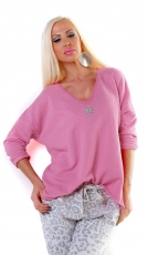 Süsses Oversize-Shirt mit glänzenden Silber-Stern - beere