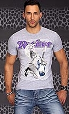 Herren T-Shirt mit Girl-Print in grau meliert