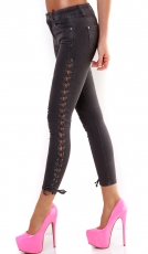Sexy 7/8-Jeans mit seitlicher Schnürung in vintage black