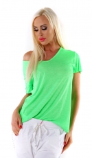 Modernes Oversize Shirt mit V-Ausschnitt - maigrün