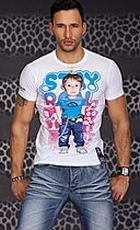 Herren Shirt mit originellen Foto-Print in weiß