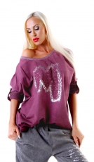 Moderner Sweat-Pullover mit Pailletten-Verzierung - beere