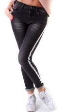 Moderne Röhren-Jeans mit Kontrast-Streifen - black washed
