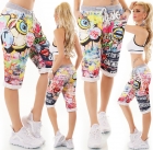Preview: Capri-Sweathose im Boyfriend-Style mit Eye-Graffiti-Prints - pink