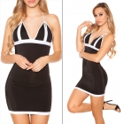 Preview: Super heißes GoGo-Minikleid mit sexy Reißverschlüssen - schwarz