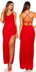 Edles Trägerkleid mit Wasserfall-Ausschnitt - rot