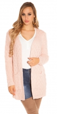Weicher Grobstrick-Cardigan - rosa