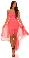 Sexy High-Low Minikleid mit Chiffon-Rock - coral