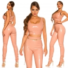 Preview: Sexy Crop-Top im Latex-Look - altrosa