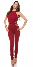 Eleganter Neck-Overall mit seitlichen Cut-Outs - bordaux