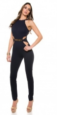 Eleganter Neck-Overall mit seitlichen Cut-Outs - marine