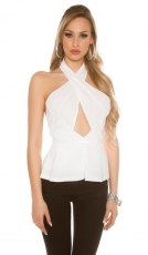 Preview: Bezauberndes Neckholder-Top mit Cut-Outs - weiß