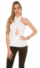 Preview: Bezauberndes Neckholder-Top mit Cut-Outs - weiß