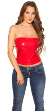 Sexy kurz geschnittenes Bandeau-Top im Wetlook - rot
