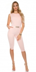 Preview: Sexy Capri Overall mit Schmuckschnalle in lachs