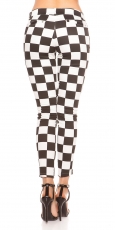 Preview: Skinny-Jeans im Karo-Look - schwarz/weiß