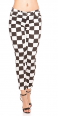Preview: Skinny-Jeans im Karo-Look - schwarz/weiß
