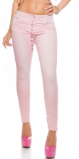 Skinny-Jeans mit aufgesetzter Knopfleiste - rosa