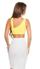 Preview: Sexy One-Shoulder-Crop-Top in gelb