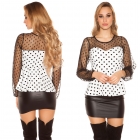 Elegantes Schösschen-Shirt mit transparenten Ärmeln - weiß